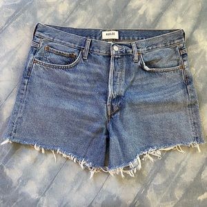 AGolde Parker Long Denim Shorts, size 31